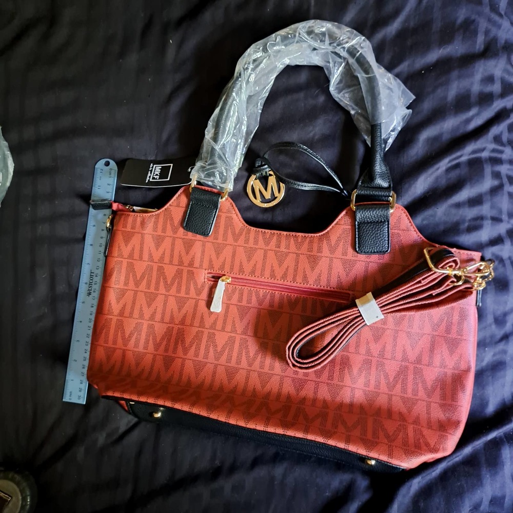 NEW Large 14 inch deep - Brick Red MJK with Top and shoulder straps Vegan - Picture 6 of 6